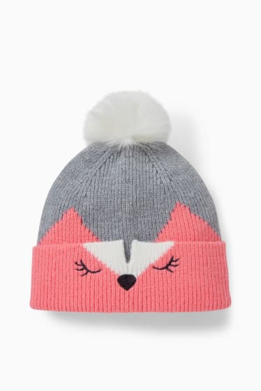 Enfants filles - Bonnet en maille - gris / argent