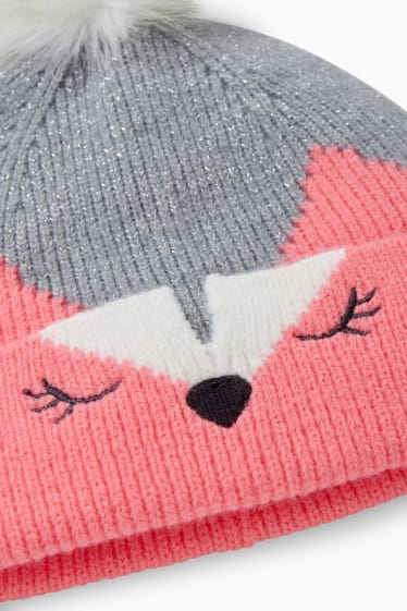 Enfants filles - Bonnet en maille - gris / argent