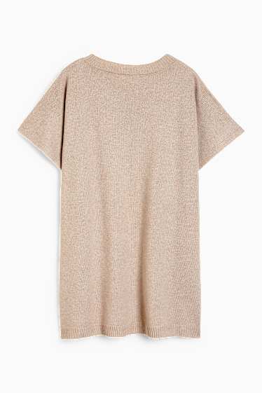 Damen - Strick-Poncho - hellbeige