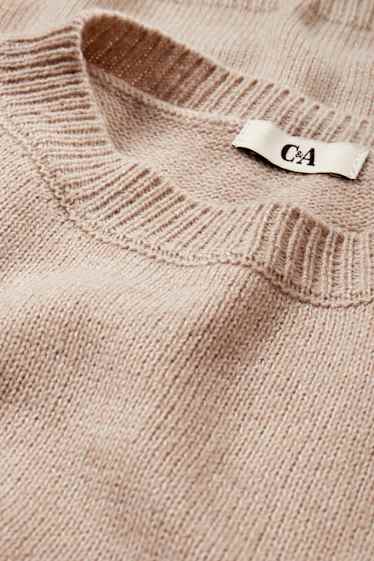 Damen - Strick-Poncho - hellbeige