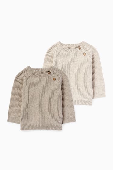 Bébés - Lot de 2 - pullovers bébé - marron clair