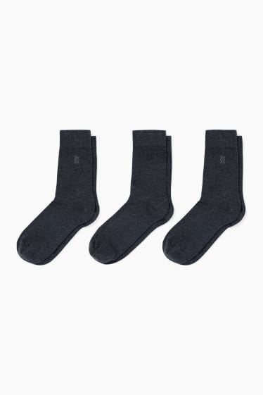 Hommes - Lot de 3 - chaussettes - taille confortable - gris foncé