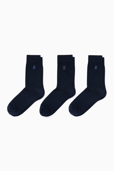 Hombre - Pack de 3 - calcetines - remate cómodo - azul oscuro