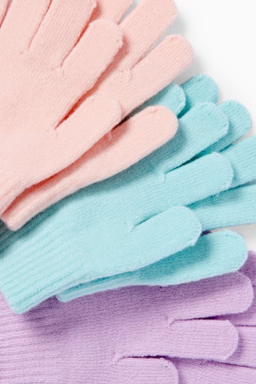 Enfants filles - Lot de 3 paires - gants - rose