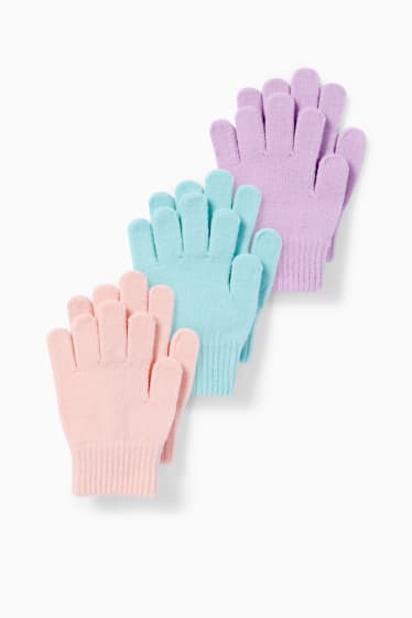 Enfants - Lot de 3 paires - gants - rose