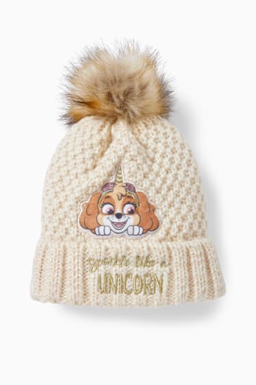Enfants filles - Pat’ Patrouille - bonnet de maille - beige clair