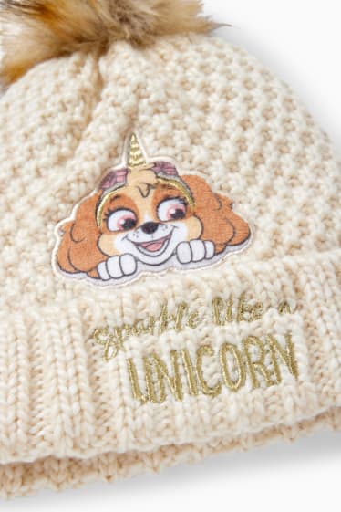 Enfants filles - Pat’ Patrouille - bonnet de maille - beige clair