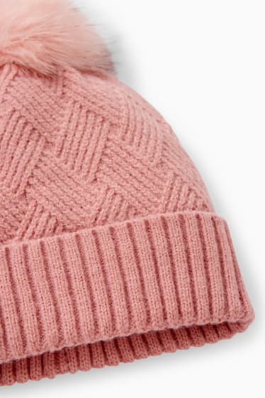 Enfants filles - Bonnet en maille - rose