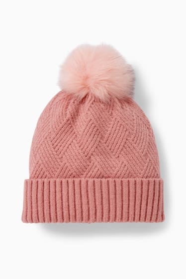 Enfants filles - Bonnet en maille - rose