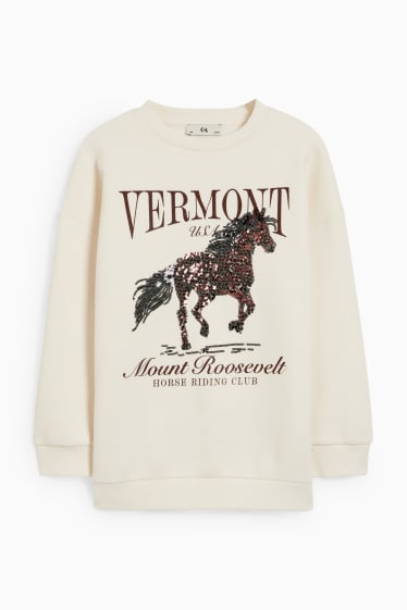 Kinder Mädchen - Sweatshirt - Glanz-Effekt - cremefarben