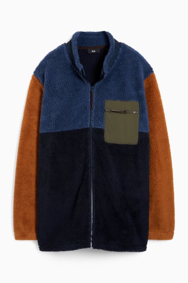 Men - Teddy fur jacket - dark blue