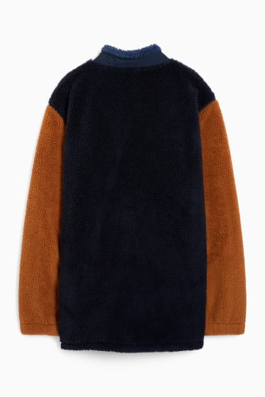 Men - Teddy fur jacket - dark blue