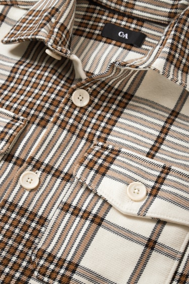 Home - Camisa - regular fit - Kent - de quadres - marró clar