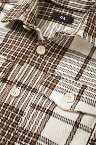 Men - Shirt - regular fit - Kent collar - check - light brown