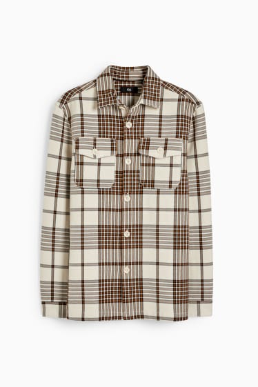 Home - Camisa - regular fit - Kent - de quadres - marró clar