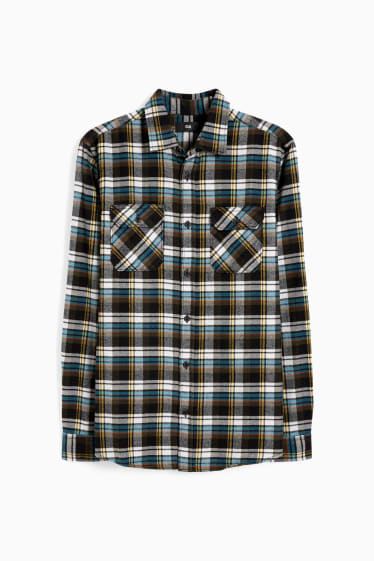 Home - Camisa de franel·la - regular fit - Kent - de quadres - verd