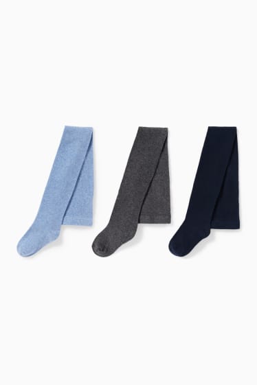 Unisexe - Lot de 3 paires - collants - bleu / gris