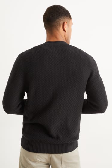 Uomo - Cardigan con componente di cashmere - misto lana - nero