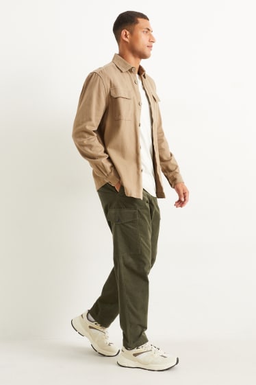 Uomo - Pantaloni cargo - in velluto - regular fit - verde