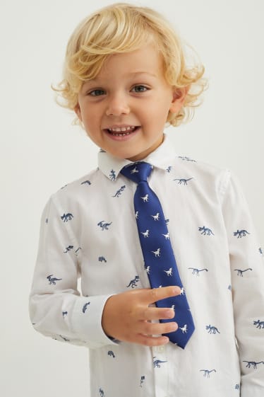 Kinderen - Dino - stropdas - met patroon - donkerblauw
