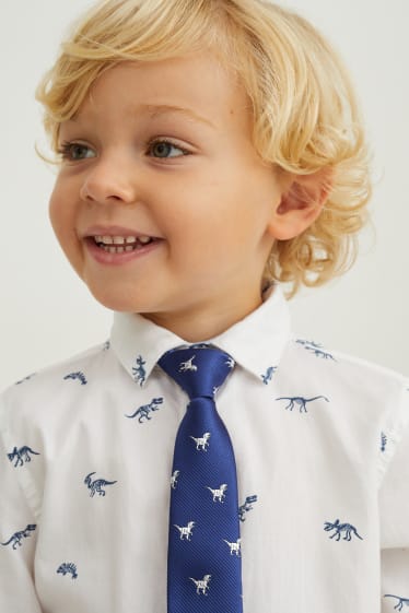 Kinder - Dino - Krawatte - gemustert - dunkelblau