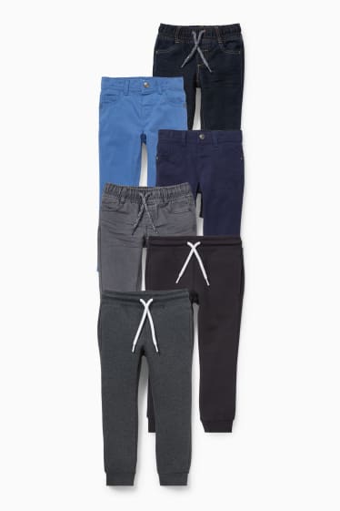 Bambini - Confezione da 6 - jeans, pantaloni termici e pantaloni sportivi - slim fit - nero