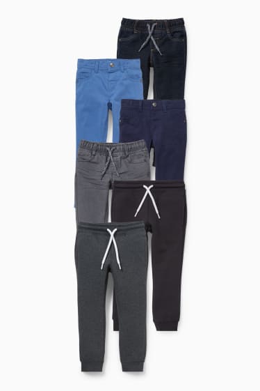 Kinder - Multipack 6er - Jeans, Thermohose und Jogginghose - Slim Fit - schwarz