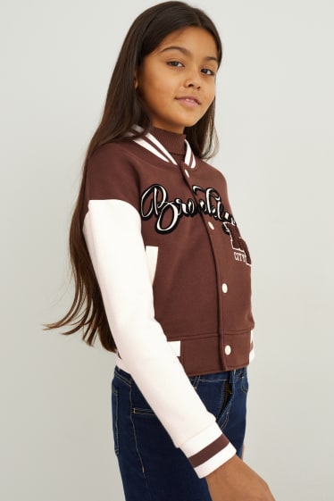 Enfants - Veste style universitaire - marron foncé