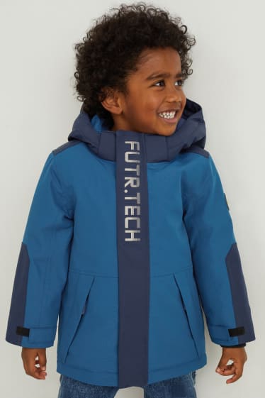 Kinder Buben - Regenjacke mit Kapuze - wasserdicht - dunkelblau