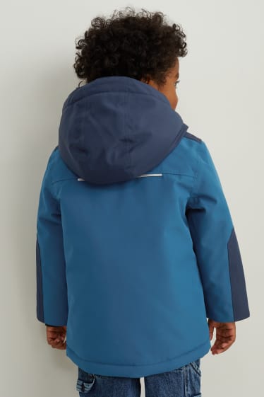 Kinder Buben - Regenjacke mit Kapuze - wasserdicht - dunkelblau