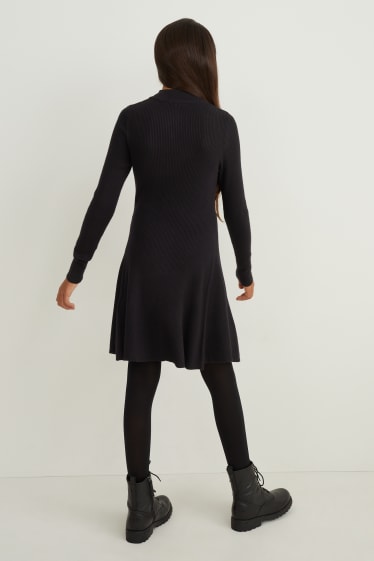 Enfants filles - Robe de maille - noir