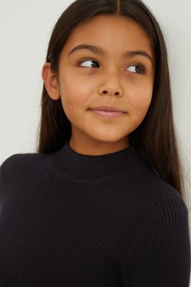 Enfants filles - Robe de maille - noir