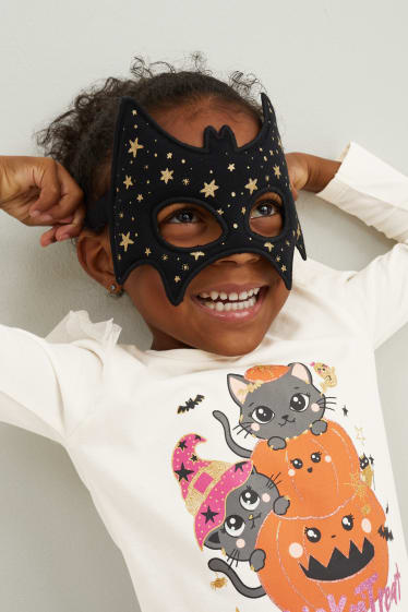 Dzieci - Halloween - zestaw - koszulka z długim rękawem i maska nietoperza - 2 części - kremowobiały
