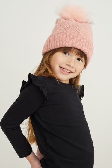 Enfants - Bonnet en maille - rose