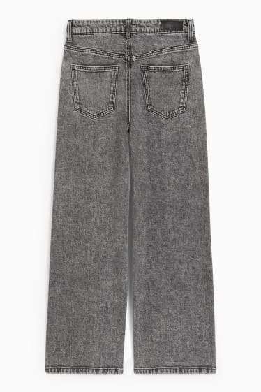 Nena - Texans Wide leg - efecte brillant - texà blau grisenc