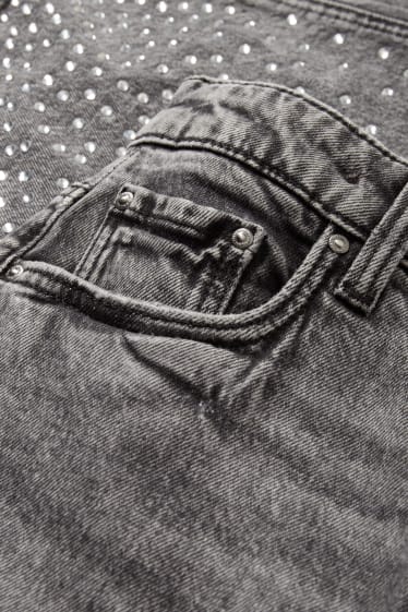 Kinderen - Wide leg jeans - glanseffect - jeansblauwgrijs