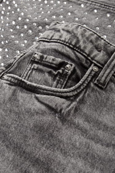 Nena - Texans Wide leg - efecte brillant - texà blau grisenc