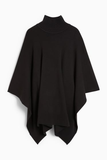Femmes - Poncho en maille - noir