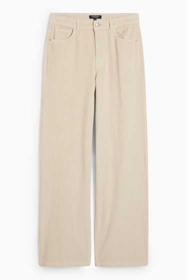 Tieners & jongvolwassenen - CLOCKHOUSE - broek van corduroy - high waist - wide leg - beige