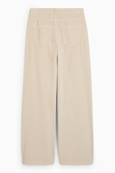 Tieners & jongvolwassenen - CLOCKHOUSE - broek van corduroy - high waist - wide leg - beige