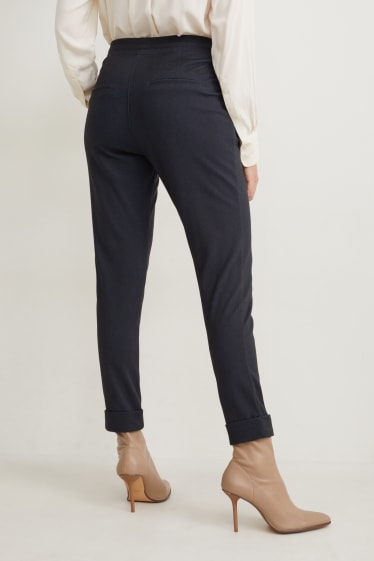 Damen - Stoffhose - Mid Waist - Tapered Fit - dunkelblau