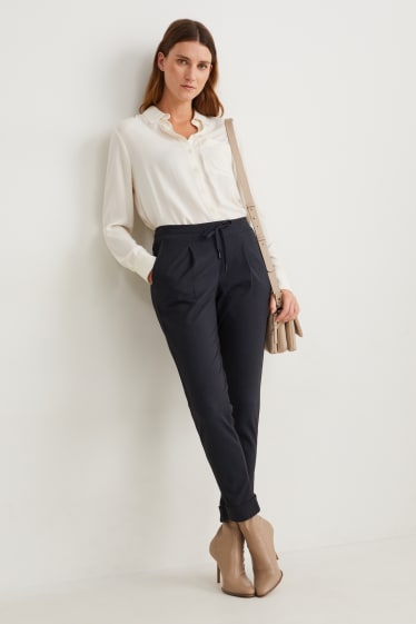 Damen - Stoffhose - Mid Waist - Tapered Fit - dunkelblau