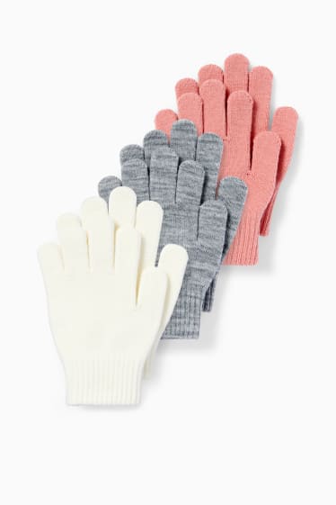 Kinderen - Set van 3 paar - handschoenen - roze