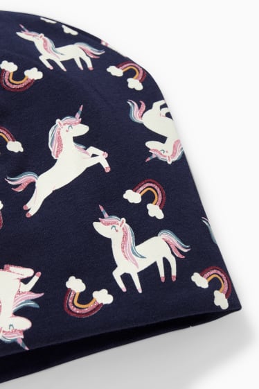 Enfants filles - Licorne - bonnet - bleu foncé