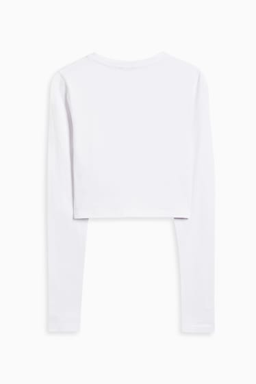 Damen - Crop Langarmshirt - weiss