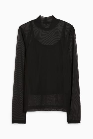 Damen - Langarmshirt - schwarz