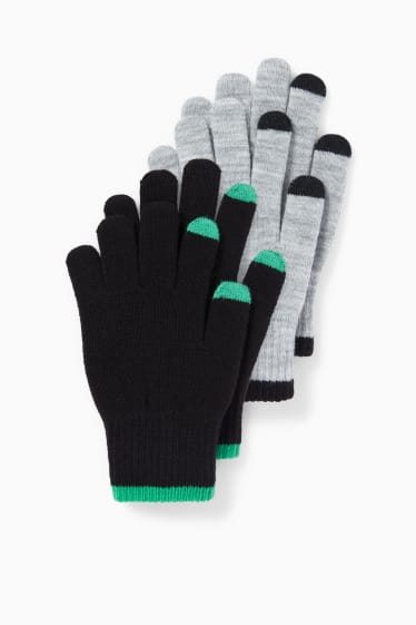 Enfants garçons - Lot de 2 paires - gants pour écran tactile - noir