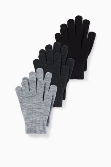 Enfants - Lot de 3 paires - gants - noir