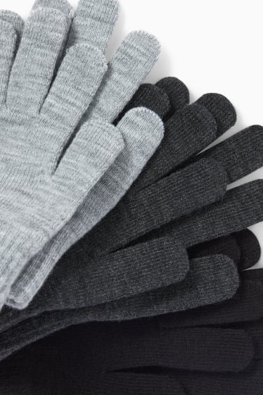 Enfants filles - Lot de 3 paires - gants - noir