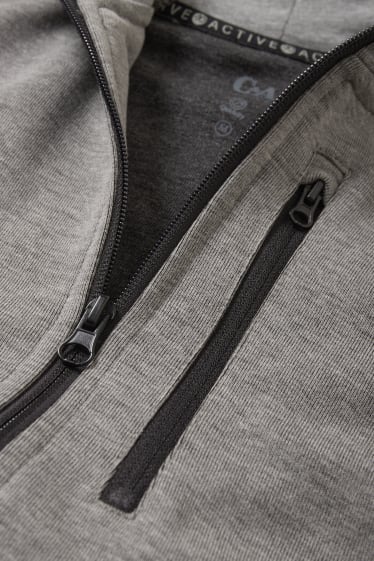 Uomo - Felpa con zip e cappuccio - grigio chiaro melange
